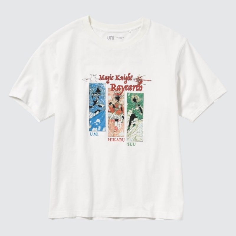 White Uniqlo The World of CLAMP UT Short Sleeve Women T Shirts | 9961147