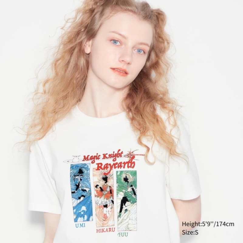 White Uniqlo The World of CLAMP UT Short Sleeve Women T Shirts | 9961147