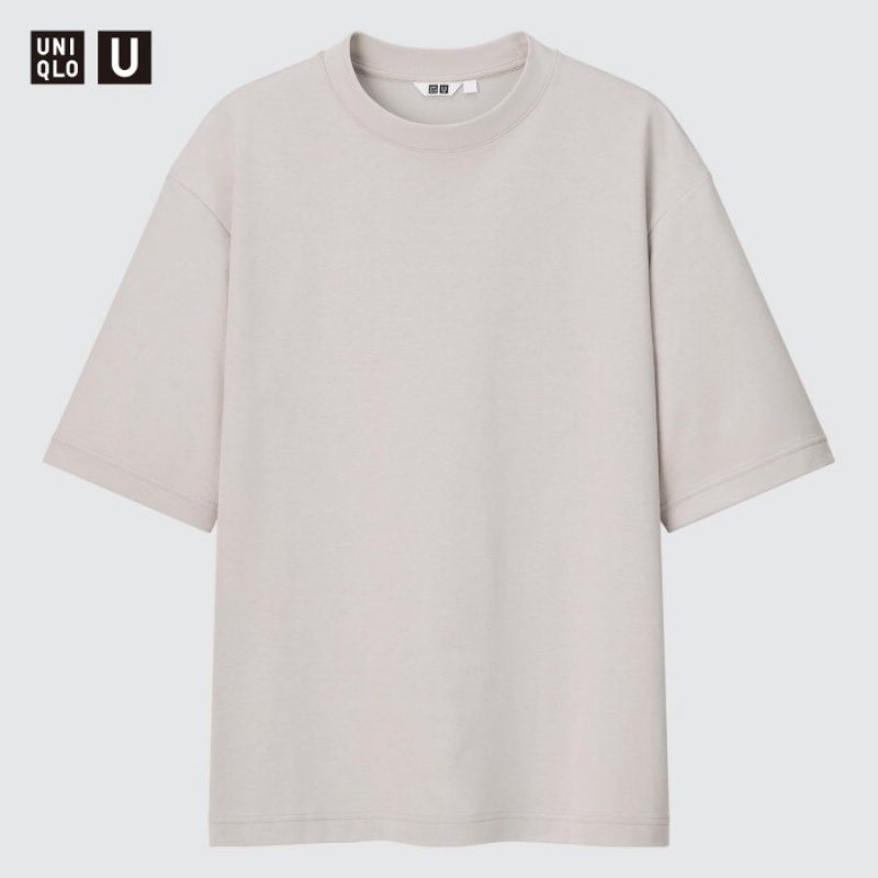 White Uniqlo U AIRism Cotton Oversized Crew Neck Half-Sleeve Women T Shirts | 4727801