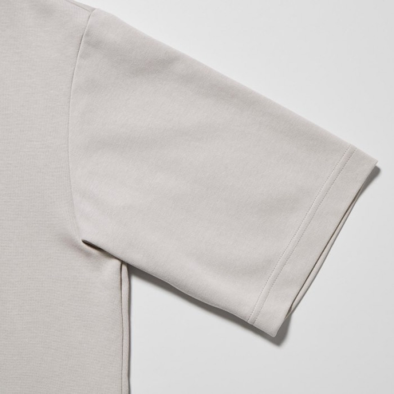 White Uniqlo U AIRism Cotton Oversized Crew Neck Half-Sleeve Women T Shirts | 4727801