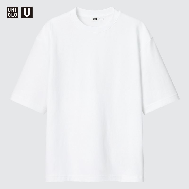 White Uniqlo U AIRism Cotton Oversized Crew Neck Half-Sleeve Men T Shirts | 7426697