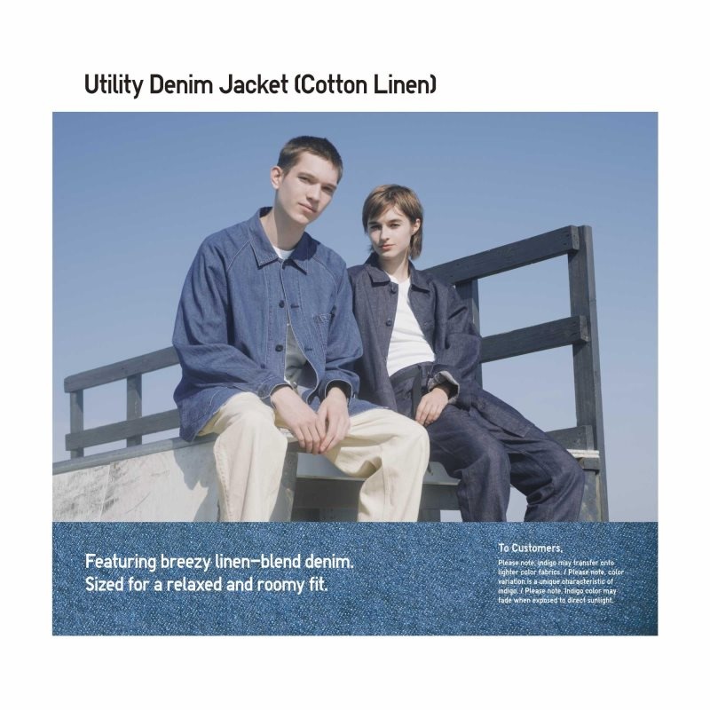 White Uniqlo Utility Denim Cotton Linen Men Jackets | 7879904