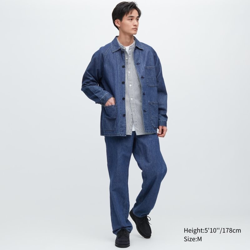White Uniqlo Utility Denim Cotton Linen Men Jackets | 7879904