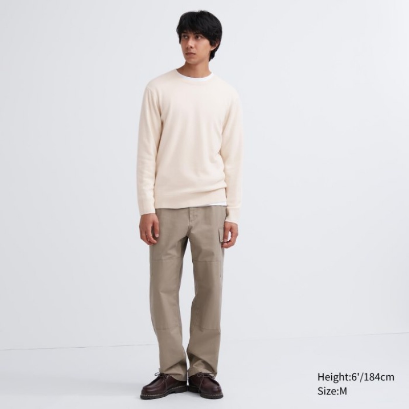 Yellow Uniqlo Cashmere Crew Neck Long-sleeve Women Sweaters | 4311476
