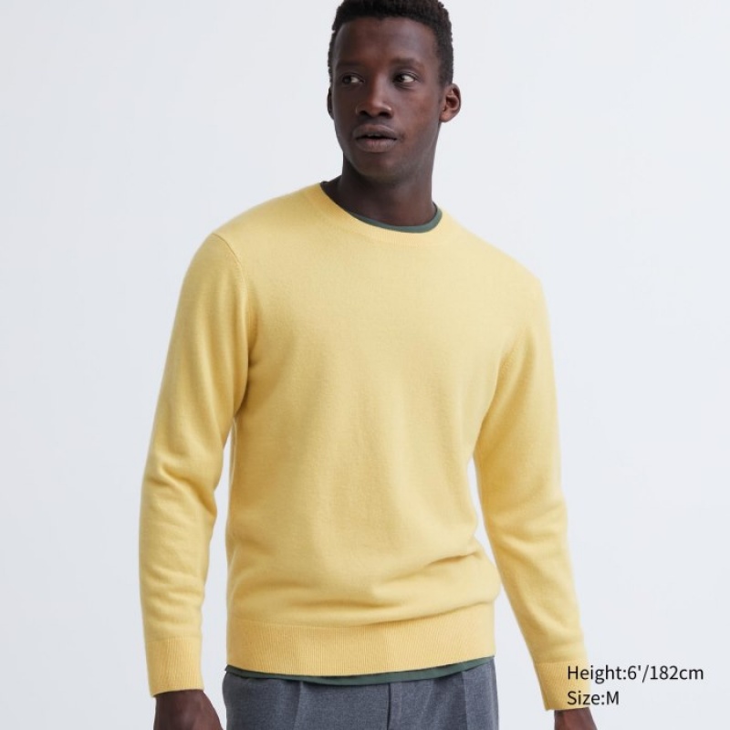Yellow Uniqlo Cashmere Crew Neck Long-sleeve Women Sweaters | 4311476
