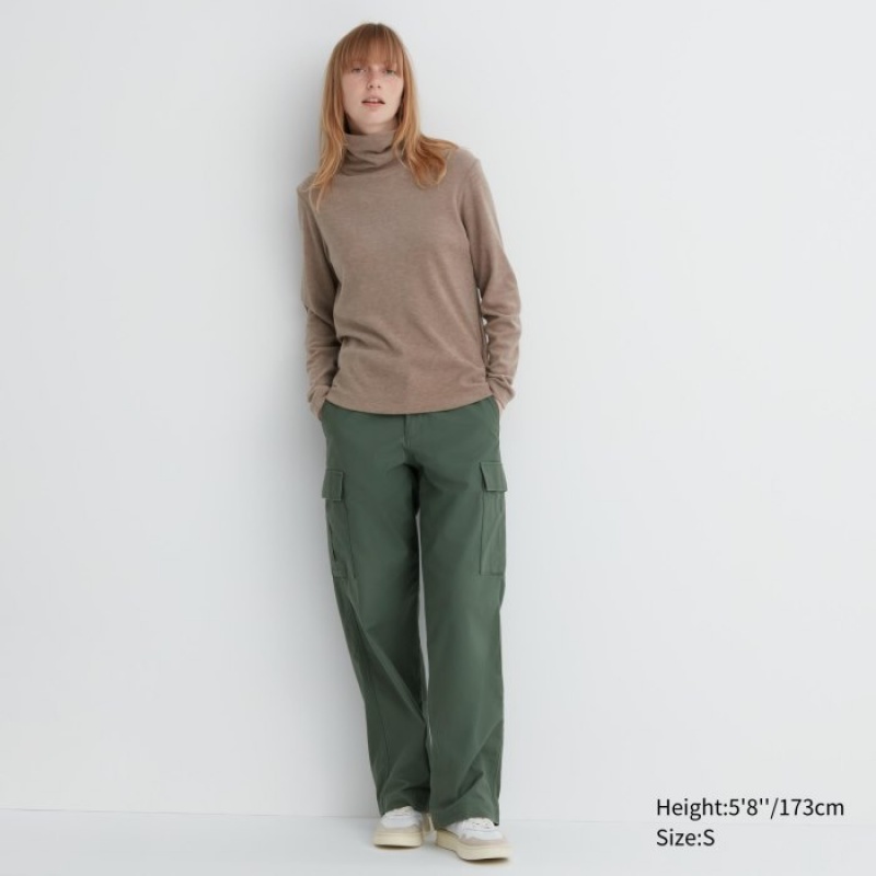 Yellow Uniqlo HEATTECH Fleece Turtleneck Long-Sleeve Women T Shirts | 4179004