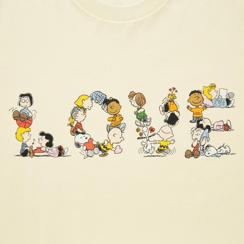 Yellow Uniqlo Peace For All Peanuts Short-sleeve Graphic Men T Shirts | 6565337