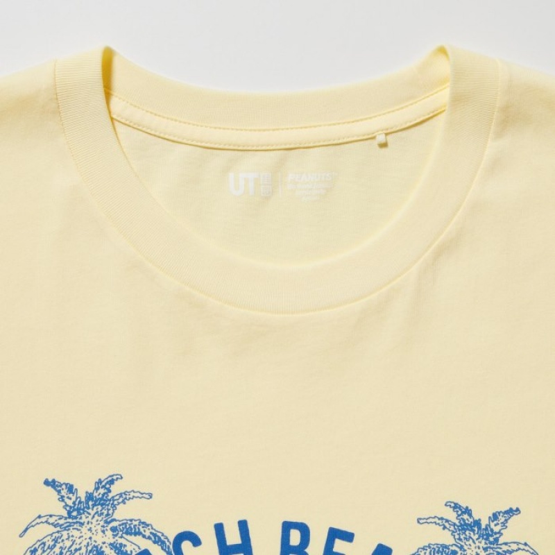 Yellow Uniqlo Peanuts Hawaii UT Short Sleeve Women T Shirts | 2114148